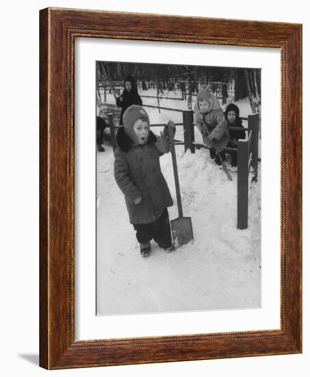 Kindergartens Outside Playing in the Snow in Russia-Carl Mydans-Framed Photographic Print