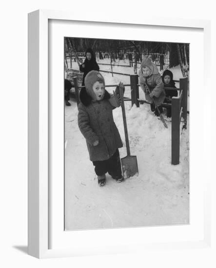 Kindergartens Outside Playing in the Snow in Russia-Carl Mydans-Framed Photographic Print