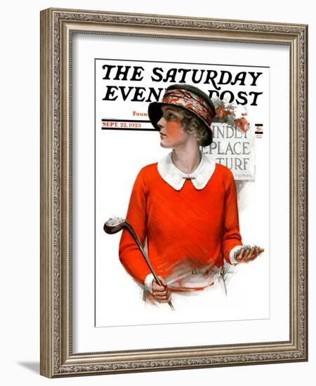 "Kindly Replace Turf," Saturday Evening Post Cover, September 22, 1923-Charles A. MacLellan-Framed Giclee Print