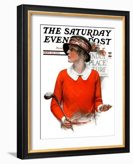 "Kindly Replace Turf," Saturday Evening Post Cover, September 22, 1923-Charles A. MacLellan-Framed Giclee Print