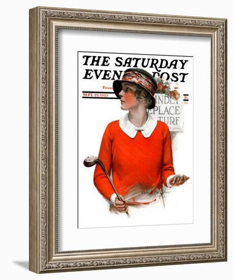 "Kindly Replace Turf," Saturday Evening Post Cover, September 22, 1923-Charles A. MacLellan-Framed Giclee Print