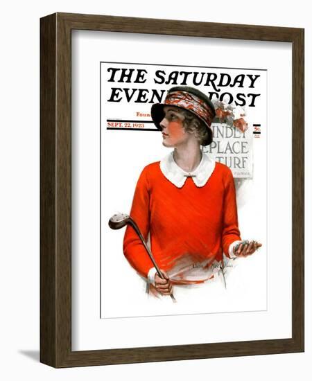 "Kindly Replace Turf," Saturday Evening Post Cover, September 22, 1923-Charles A. MacLellan-Framed Giclee Print