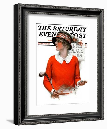 "Kindly Replace Turf," Saturday Evening Post Cover, September 22, 1923-Charles A. MacLellan-Framed Giclee Print