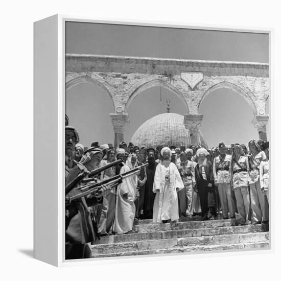 King Abdullah and His Party Standing in Front of the Dome of the Rock, a Sacred Place to Moslems-null-Framed Premier Image Canvas