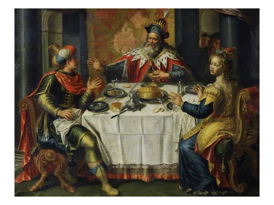 'King Ahasuerus (Xerxes) Giving Banquet for Esther, 17th Century ...