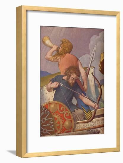 'King Alfred's long-ships defeat the Danes 877', 1925-1927-Colin Unwin Gill-Framed Giclee Print