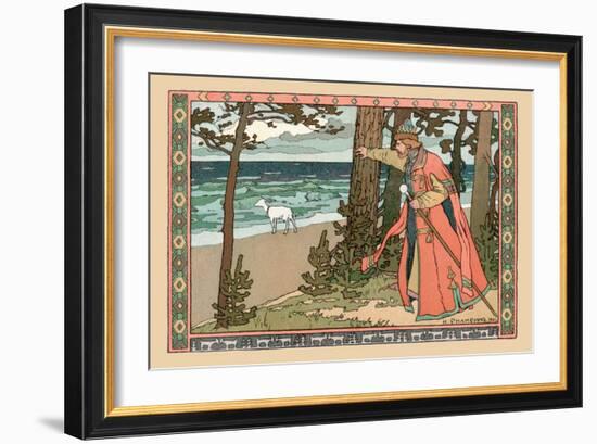 King and Goat-Ivan Bilibin-Framed Art Print