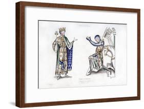King and Knight, Late 12th Century-Henry Shaw-Framed Giclee Print