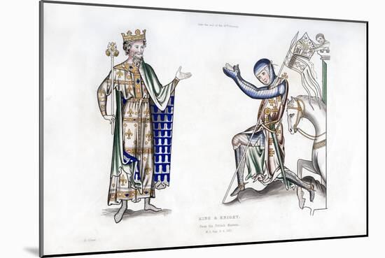 King and Knight, Late 12th Century-Henry Shaw-Mounted Giclee Print