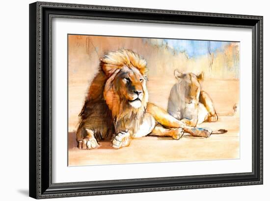 King and Queen, 2020, (pastel and pigment on paper)-Mark Adlington-Framed Giclee Print