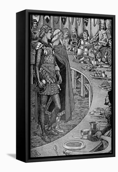 King Arthur- An old man presents Sir Galahad-Walter Crane-Framed Premier Image Canvas