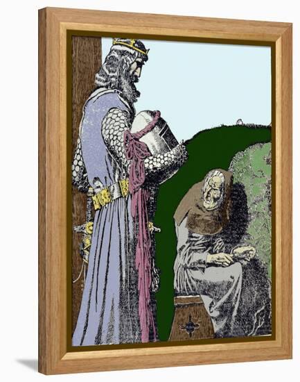 King Arthur (Artus) and the Witch. Illustration by Howard Pyle (1853 - 1911), American Illustrator.-Howard Pyle-Framed Premier Image Canvas
