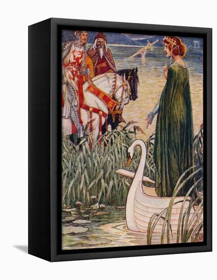 'King Arthur asks the Lady of the Lake for the sword Excalibur', 1911-Walter Crane-Framed Premier Image Canvas