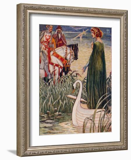 'King Arthur asks the Lady of the Lake for the sword Excalibur', 1911-Walter Crane-Framed Giclee Print