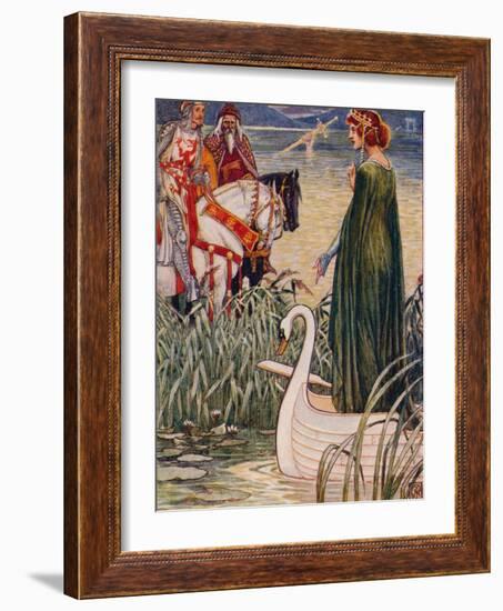 'King Arthur asks the Lady of the Lake for the sword Excalibur', 1911-Walter Crane-Framed Giclee Print