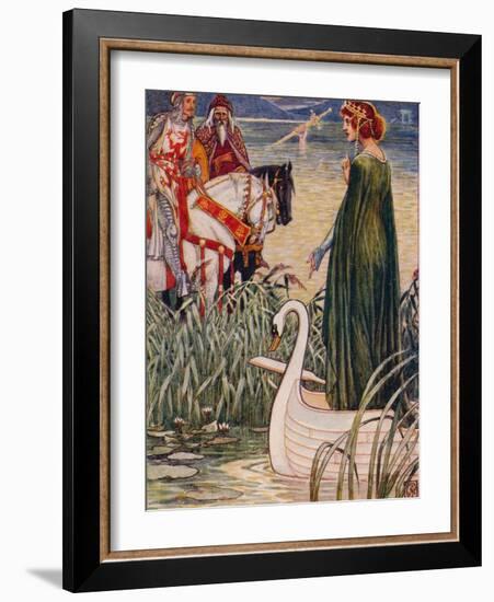 'King Arthur asks the Lady of the Lake for the sword Excalibur', 1911-Walter Crane-Framed Giclee Print