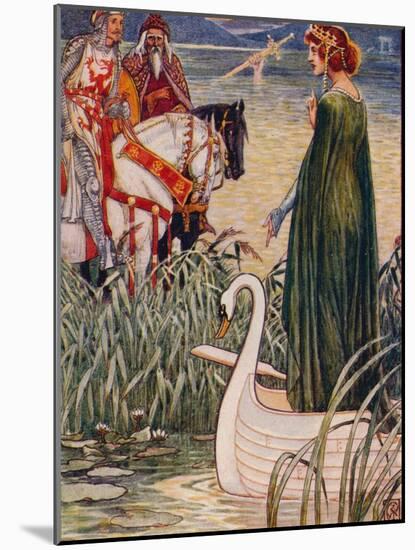 'King Arthur asks the Lady of the Lake for the sword Excalibur', 1911-Walter Crane-Mounted Giclee Print