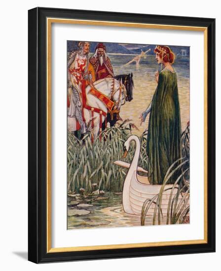 'King Arthur asks the Lady of the Lake for the sword Excalibur', 1911-Walter Crane-Framed Giclee Print