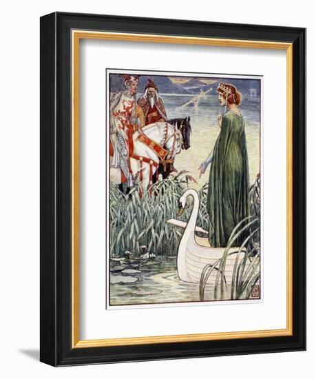 'King Arthur asks the Lady of the Lake for the sword Excalibur', 1911-Unknown-Framed Giclee Print