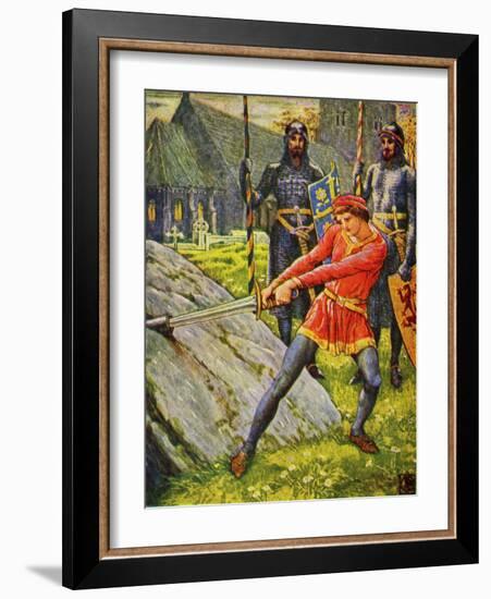 King Arthur pulls the sword from the stone-Walter Crane-Framed Giclee Print