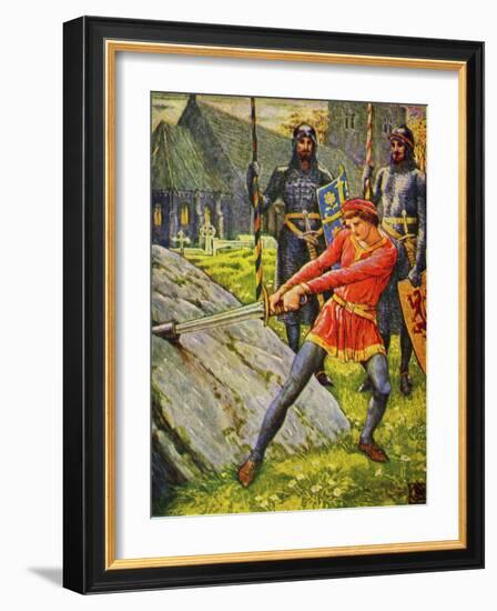 King Arthur pulls the sword from the stone-Walter Crane-Framed Giclee Print