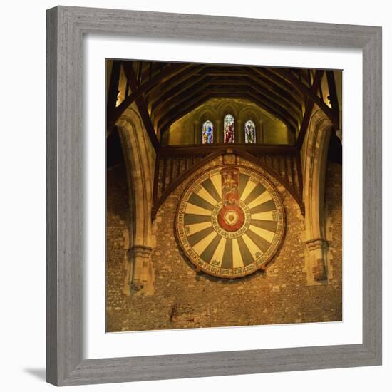 King Arthur's Round Table Mounted on Wall of Castle Hall, Winchester, England, United Kingdom-Roy Rainford-Framed Photographic Print