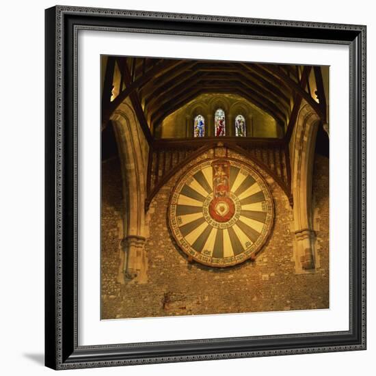 King Arthur's Round Table Mounted on Wall of Castle Hall, Winchester, England, United Kingdom-Roy Rainford-Framed Photographic Print