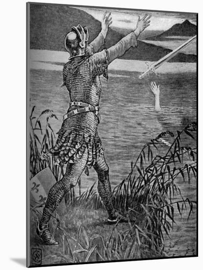 King Arthur- Sir Bedivere throwing Excalibur-Walter Crane-Mounted Giclee Print