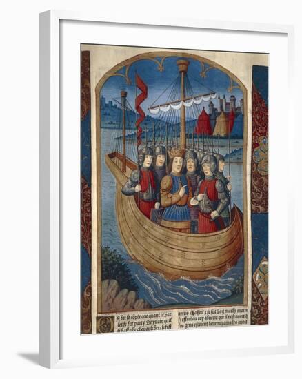 King Arthur with His Army Ship, Miniature from Lancelot of the Lake, Manuscript-null-Framed Giclee Print