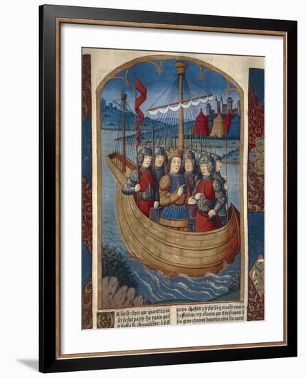 King Arthur with His Army Ship, Miniature from Lancelot of the Lake, Manuscript-null-Framed Giclee Print