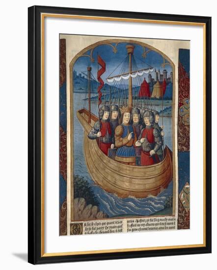 King Arthur with His Army Ship, Miniature from Lancelot of the Lake, Manuscript-null-Framed Giclee Print