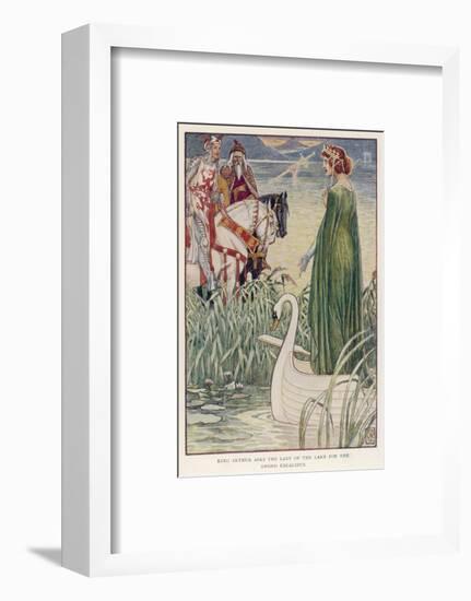 King Arthur (With Merlin by His Side) Asks the Lady of the Lake for Excalibur-null-Framed Photographic Print