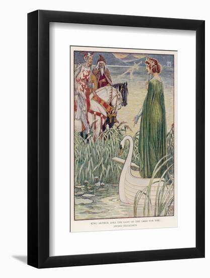 King Arthur (With Merlin by His Side) Asks the Lady of the Lake for Excalibur-null-Framed Photographic Print