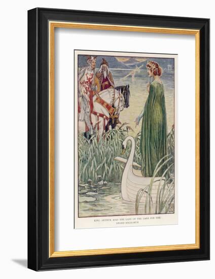 King Arthur (With Merlin by His Side) Asks the Lady of the Lake for Excalibur-null-Framed Photographic Print