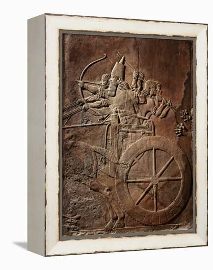 King Ashurbanipal on his Chariot, Assyrian Reliefwork, from Palace at Nineveh, 650 BC-null-Framed Premier Image Canvas