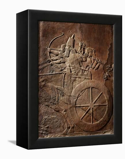 King Ashurbanipal on his Chariot, Assyrian Reliefwork, from Palace at Nineveh, 650 BC-null-Framed Premier Image Canvas