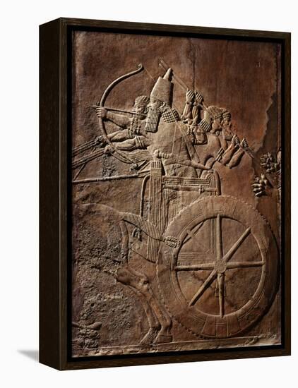 King Ashurbanipal on his Chariot, Assyrian Reliefwork, from Palace at Nineveh, 650 BC-null-Framed Premier Image Canvas