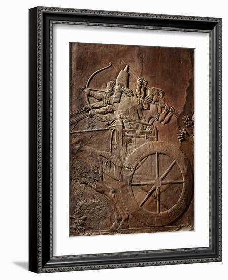 King Ashurbanipal on his Chariot, Assyrian Reliefwork, from Palace at Nineveh, 650 BC-null-Framed Premium Photographic Print