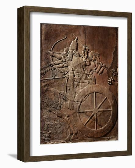 King Ashurbanipal on his Chariot, Assyrian Reliefwork, from Palace at Nineveh, 650 BC-null-Framed Photographic Print