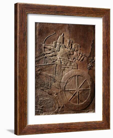 King Ashurbanipal on his Chariot, Assyrian Reliefwork, from Palace at Nineveh, 650 BC-null-Framed Photographic Print