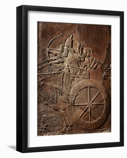 King Ashurbanipal on his Chariot, Assyrian Reliefwork, from Palace at Nineveh, 650 BC-null-Framed Photographic Print