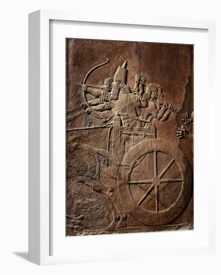 King Ashurbanipal on his Chariot, Assyrian Reliefwork, from Palace at Nineveh, 650 BC-null-Framed Photographic Print