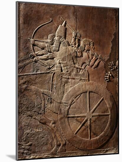 King Ashurbanipal on his Chariot, Assyrian Reliefwork, from Palace at Nineveh, 650 BC-null-Mounted Photographic Print