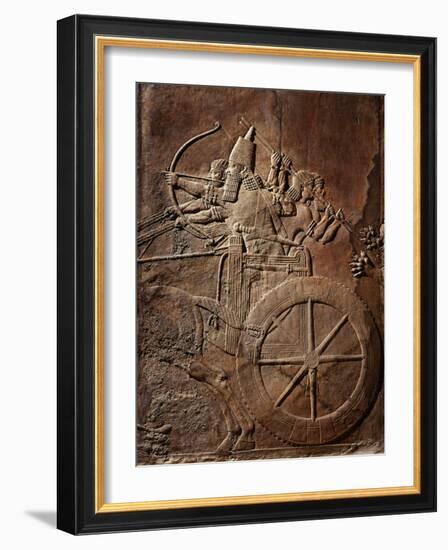 King Ashurbanipal on his Chariot, Assyrian Reliefwork, from Palace at Nineveh, 650 BC-null-Framed Photographic Print