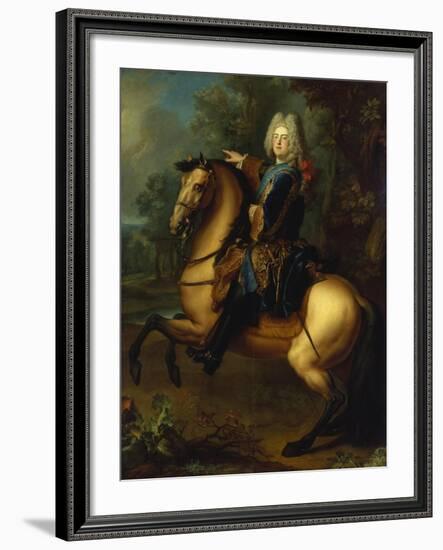 King August III, of Poland as Prince on Horse, C. 1718-Louis Silvestre-Framed Giclee Print