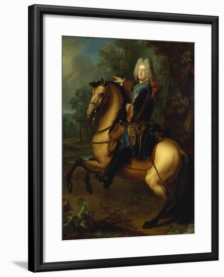 King August III, of Poland as Prince on Horse, C. 1718-Louis Silvestre-Framed Giclee Print