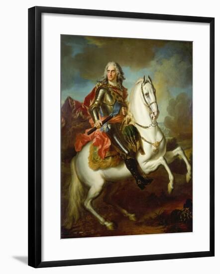 King Augustus II, (The Strong) of Poland Mounted on a Horse, C. 1718-Louis Silvestre-Framed Giclee Print