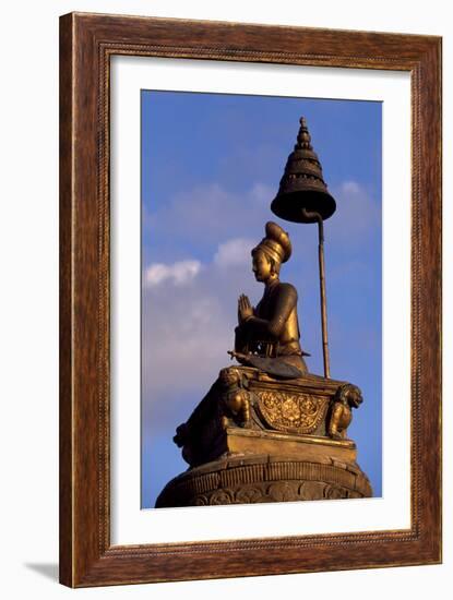 King Bupatindra Mala Statue in Bhaktapur (Or Bhadgaon), Kathmandu Valley, Nepal-null-Framed Photographic Print