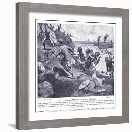 King Ceadwalla Attacking the Isle of Wight Ad686, 1920's-Ernest Prater-Framed Giclee Print