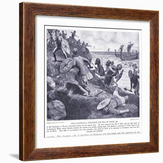 King Ceadwalla Attacking the Isle of Wight Ad686, 1920's-Ernest Prater-Framed Giclee Print